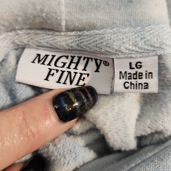 Mighty Fine Blue Cloud Authentic Cropped Fleece Hoodie Size Large - Picture 10 of 11